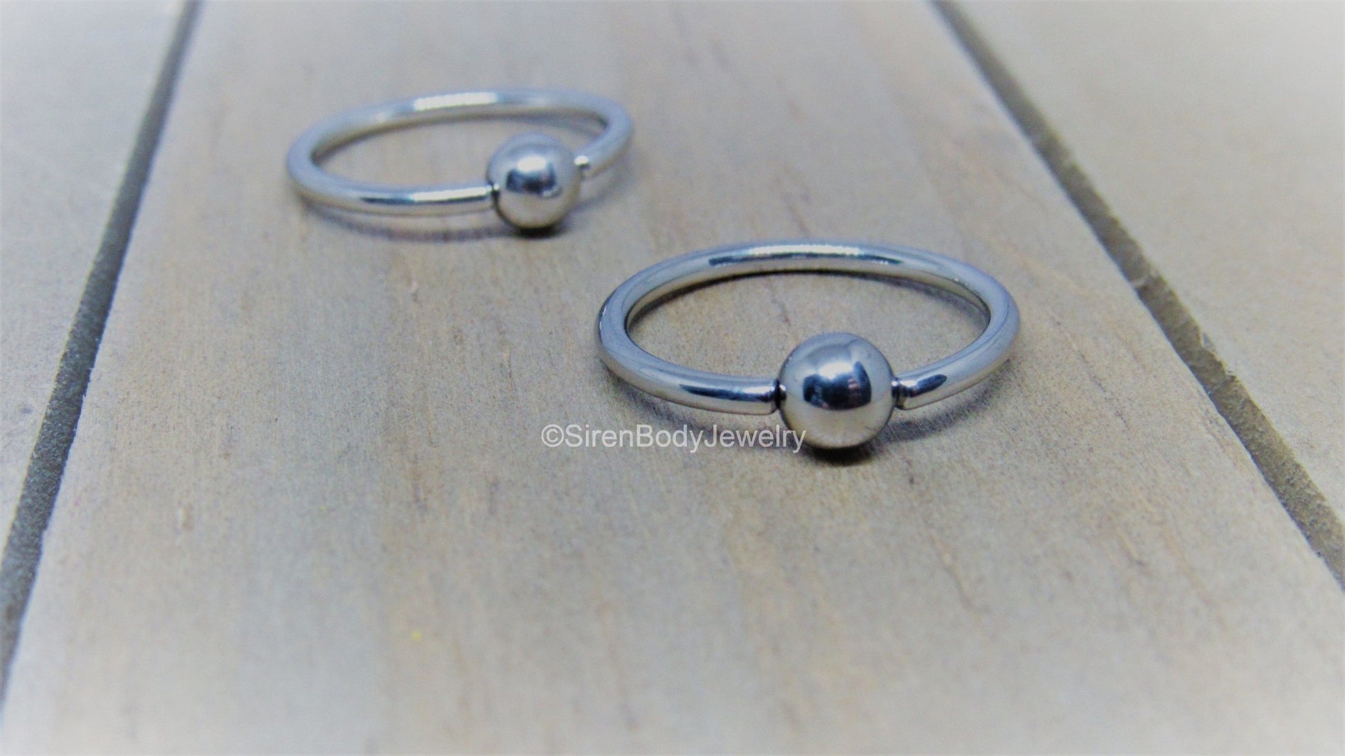 Titanium captive bead rings 14g nipple piercing hoops hypoallergenic 1/2" diameter pair - SirenBodyJewelry