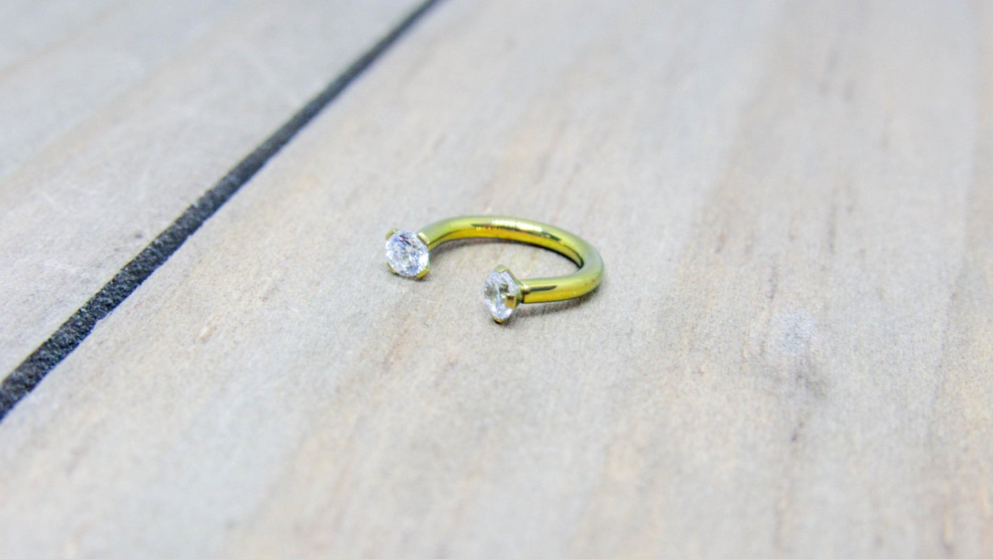 Titanium circular barbell 16g gem horseshoe daith septum conch helix earlobe hoop piercing jewelry - SirenBodyJewelry