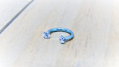 Titanium circular barbell 16g gem horseshoe daith septum conch helix earlobe hoop piercing jewelry - SirenBodyJewelry