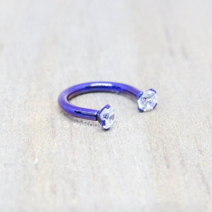 Titanium circular barbell 16g gem horseshoe daith septum conch helix earlobe hoop piercing jewelry - SirenBodyJewelry