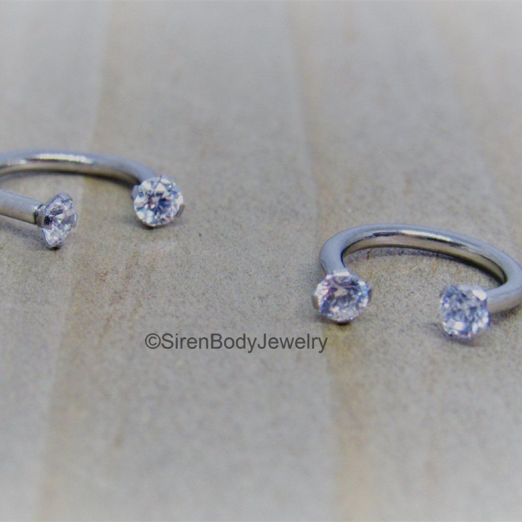 Titanium circular barbell 16g gem horseshoe daith septum conch helix earlobe hoop piercing jewelry - SirenBodyJewelry