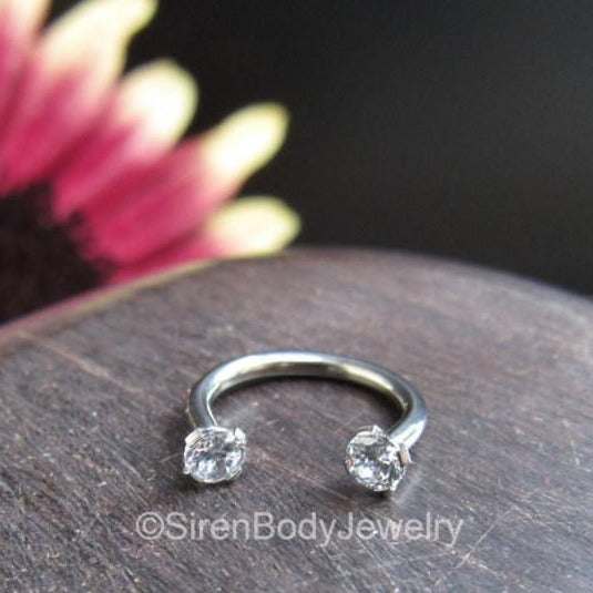 Titanium circular barbell 16g gem horseshoe daith septum conch helix earlobe hoop piercing jewelry - SirenBodyJewelry