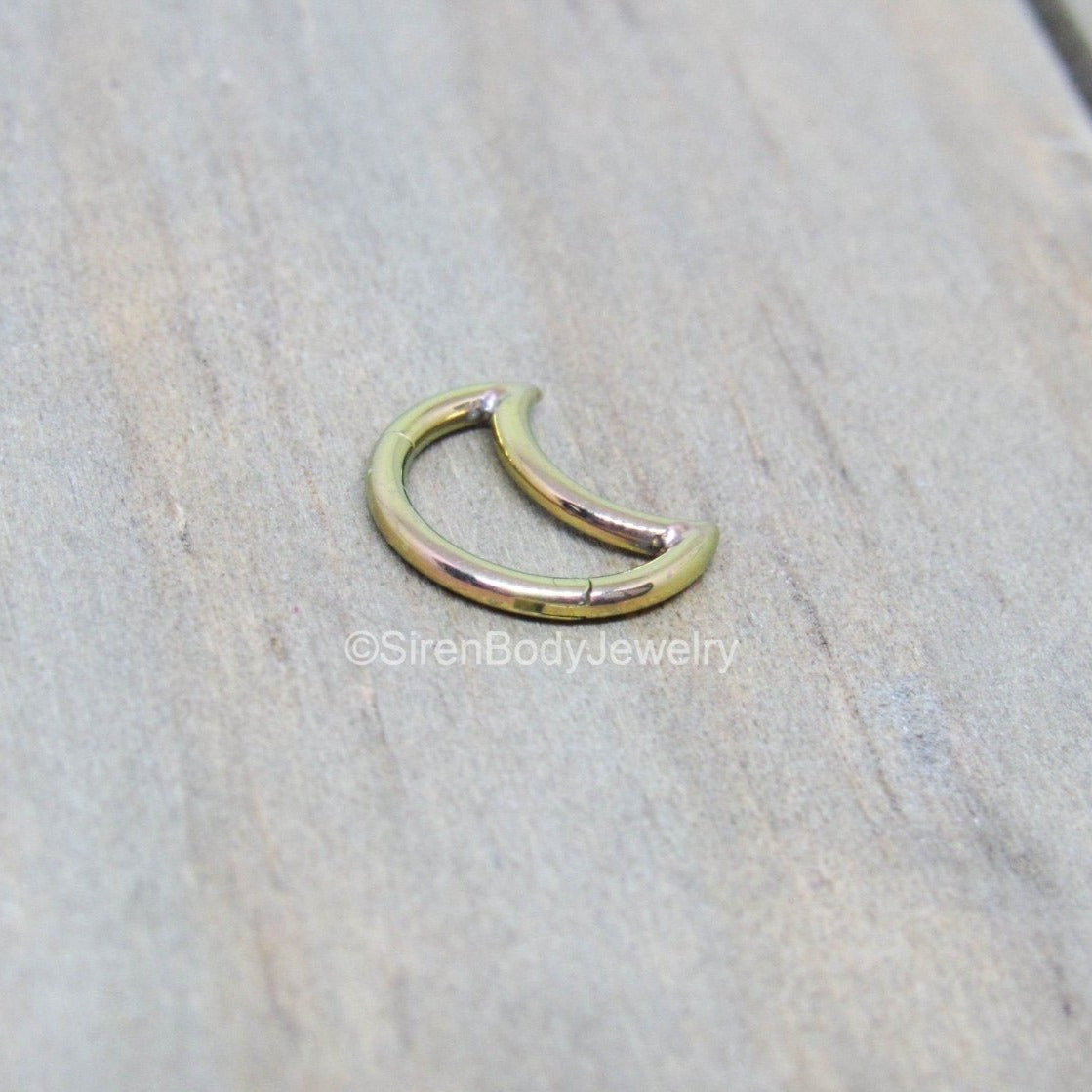 18g titanium hinged segment ring moon shaped daith earring