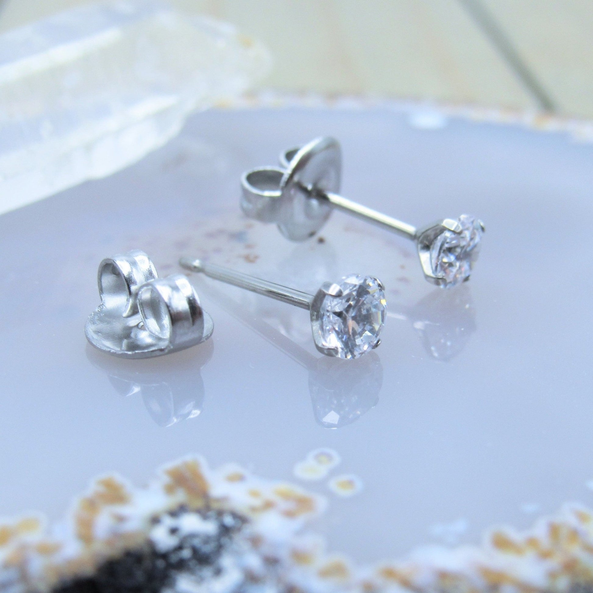 4-Pairs Screw Earring Backs for Diamond Stud Earrings, Stering