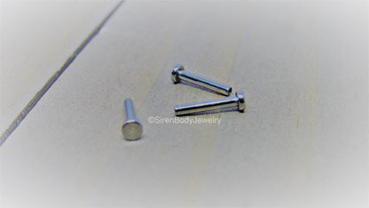 Titanium flat back labret 2.5mm disc back internally threaded 16g 1/4" 5/16" 3/8" - SirenBodyJewelry