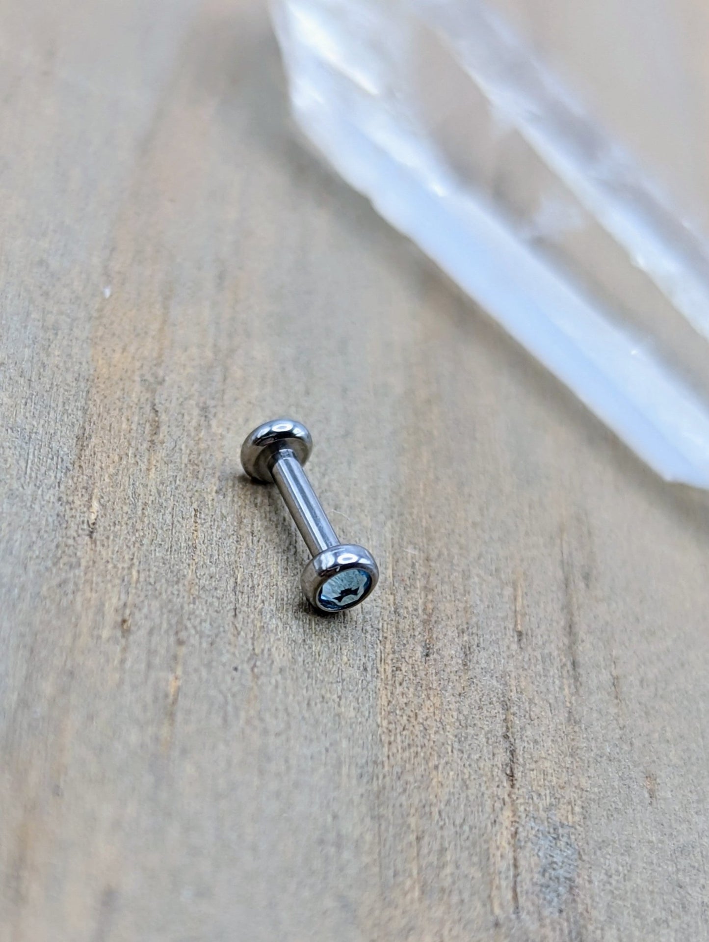Titanium flat back labret earrings 18g-16g internally threaded 3mm Swarovski gemstone pick your length and gem color - Siren Body Jewelry