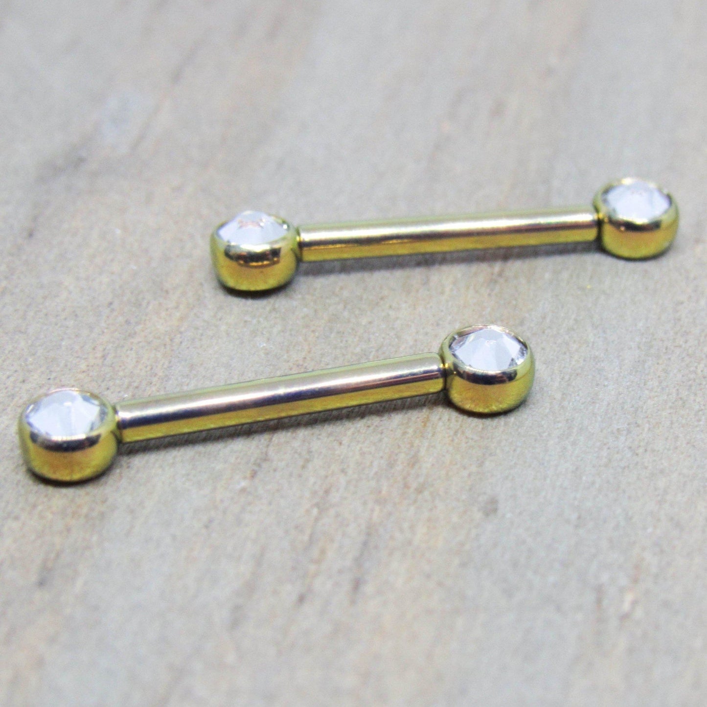Titanium forward facing gemstone 14g nipple piercing straight barbells threadless 4mm Swarovski gemstone bezel - SirenBodyJewelry