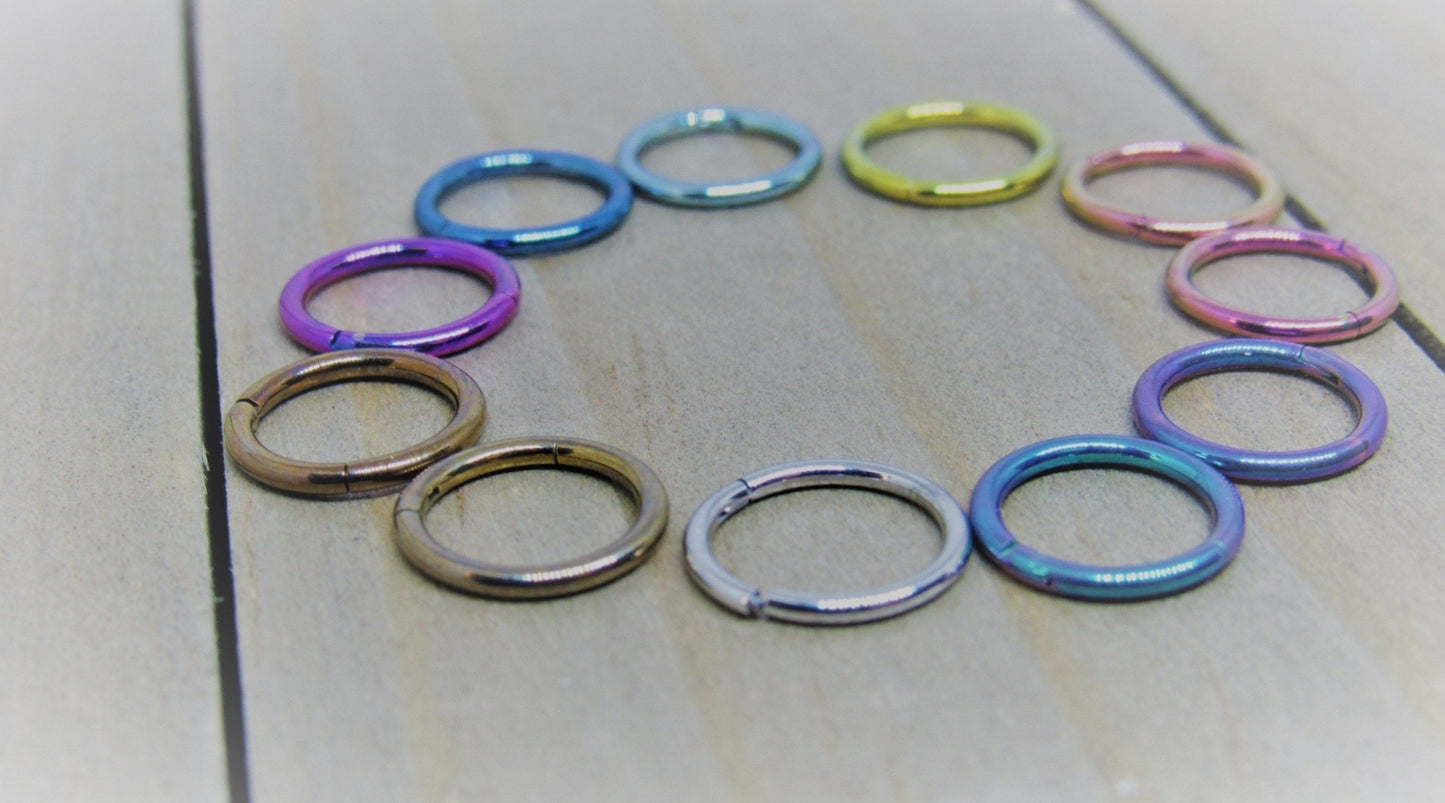 Titanium hinged segment ring 16g 5/16" anodized pick your color hypoallergenic body jewelry hoop - SirenBodyJewelry