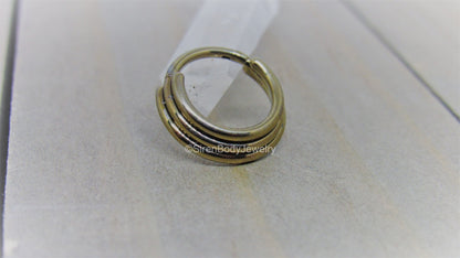 16g light bronze anodized septum piercing triple stack hinged segment ring