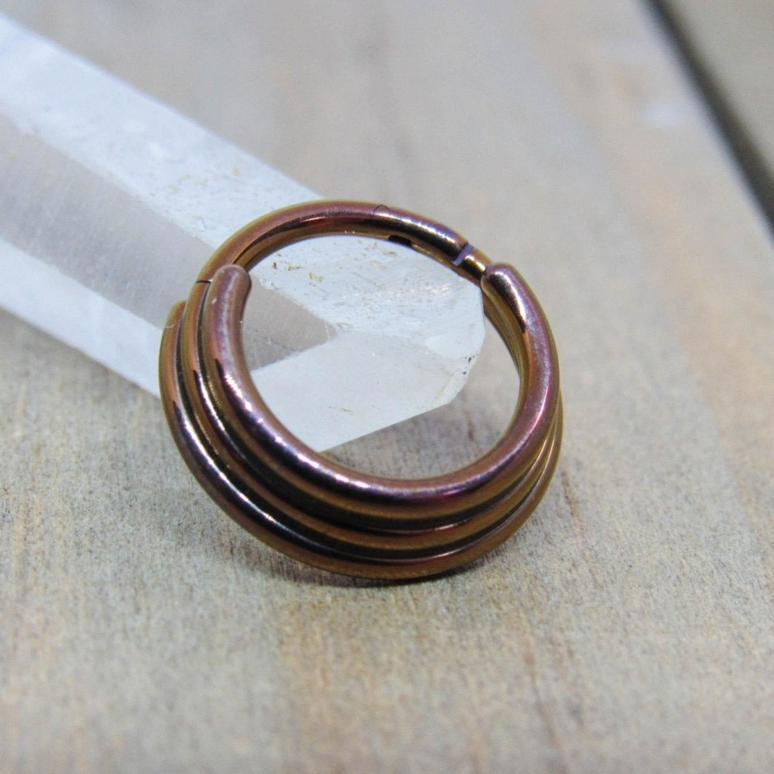 16g bronze titanium anodized daith septum piercing hinged segment ring 5/16" diameter
