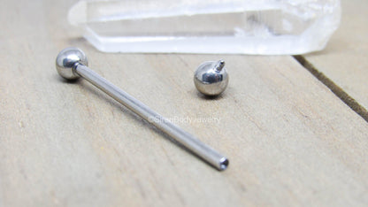 Titanium industrial piercing barbell 14g 1 1/4”-1 1/2" hypoallergenic ear piercing bar jewelry internally threaded - SirenBodyJewelry