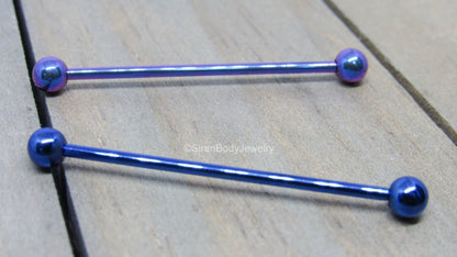 Titanium industrial piercing barbell 14g 1 1/4”-1 1/2" hypoallergenic ear piercing bar jewelry internally threaded - SirenBodyJewelry