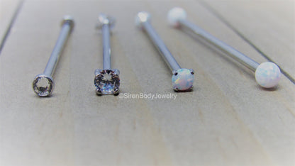 Titanium industrial piercing barbell 14g internally threaded gem or opal pick your version - SirenBodyJewelry