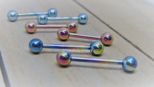Titanium nipple piercing barbells 14g internally threaded pair hypoallergenic pick your length and color - SirenBodyJewelry