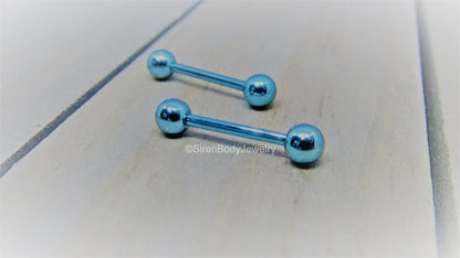 Titanium nipple piercing barbells 14g internally threaded pair hypoallergenic pick your length and color - SirenBodyJewelry