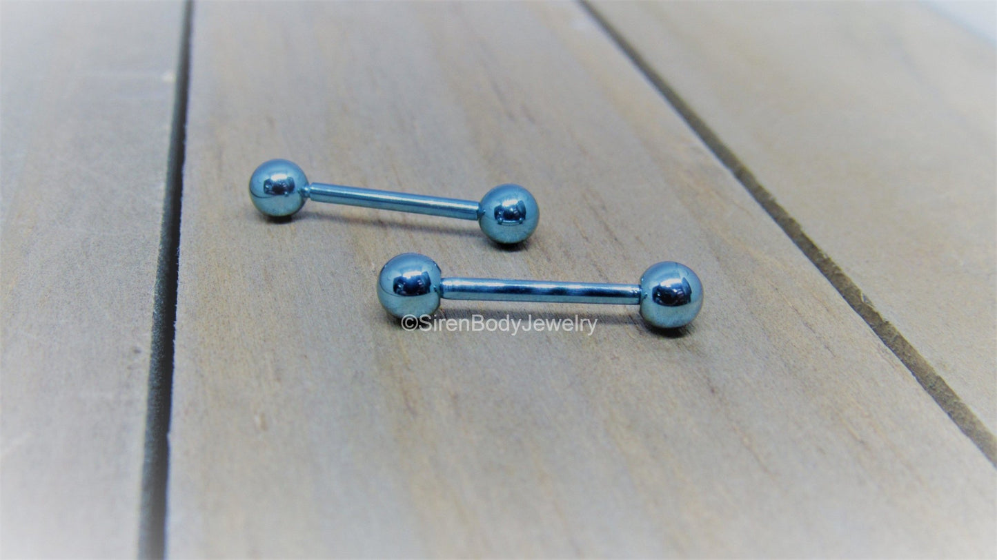 14g half inch titanium nipple piercing barbell set