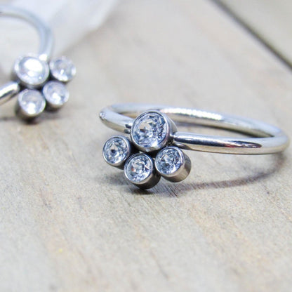 Titanium nipple piercing hoops 14g captive bead ring gemstone cluster rings 1/2-3/4" pick your diameter - SirenBodyJewelry
