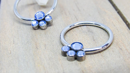 Titanium nipple piercing hoops 14g captive bead ring gemstone cluster rings 1/2-3/4" pick your diameter - SirenBodyJewelry