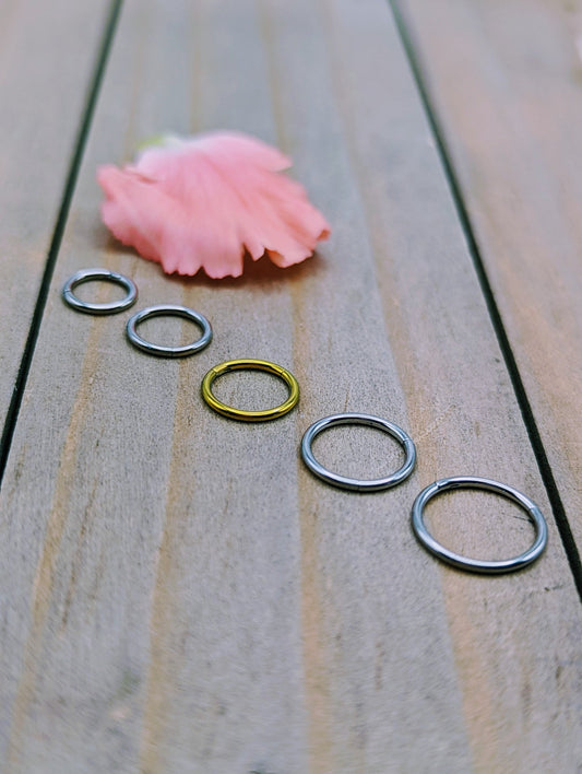 Titanium nose hoop cartilage helix piercing 18g hinged segment ring 1/4-3/8" pick your diameter anodized easy clicker - Siren Body Jewelry