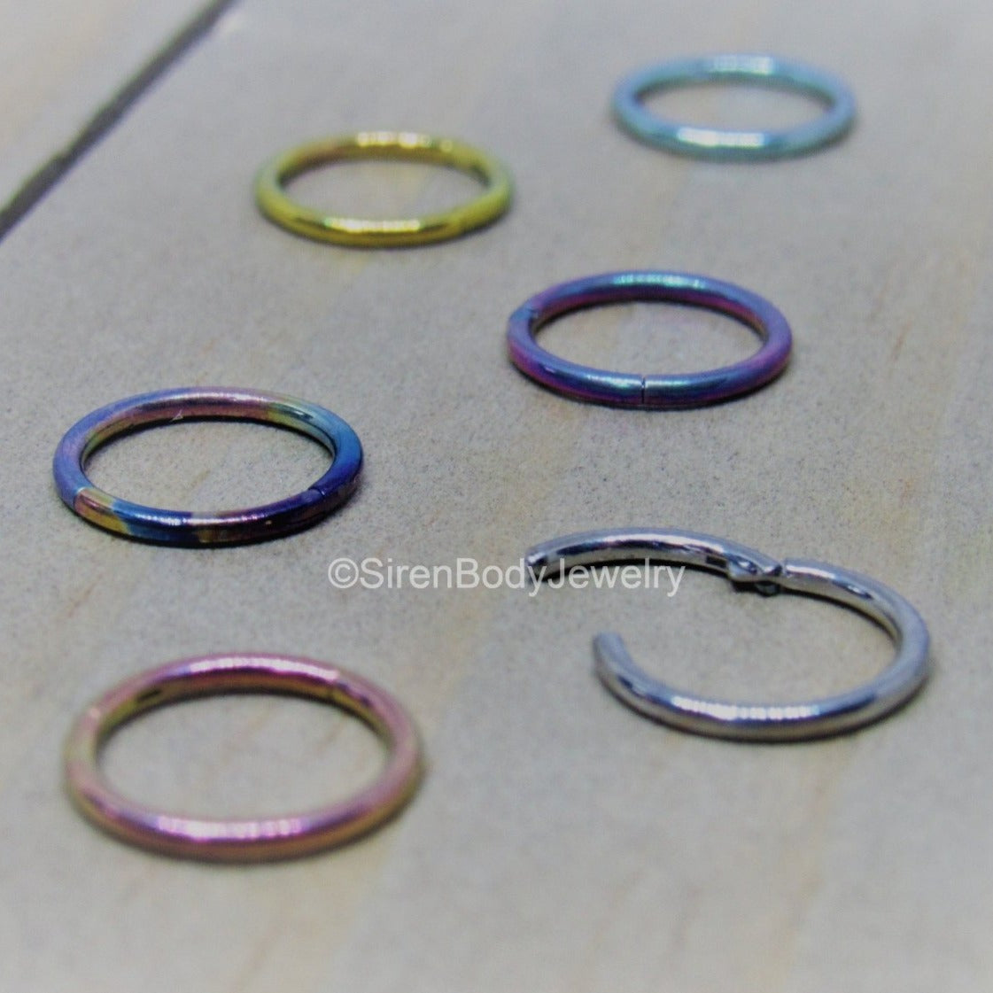 Titanium nose hoop cartilage helix piercing 18g hinged segment ring 1/4 5/16" pick your diameter anodized easy clicker - SirenBodyJewelry