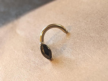 Titanium nostril piercing screw 18g black gemstone nostril piercing jewelry 5/16" (8mm) - Siren Body Jewelry