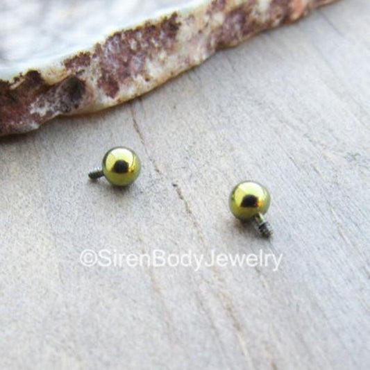 16g 3mm gold anodized titanium replace labret ball end