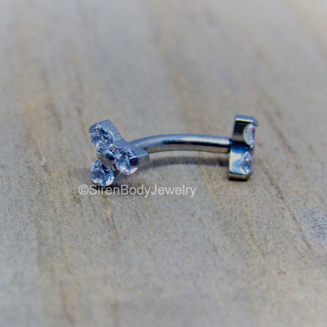Titanium rook cluster curved barbell 16g internally threaded 5/16" hypoallergenic vertical labret bar - SirenBodyJewelry