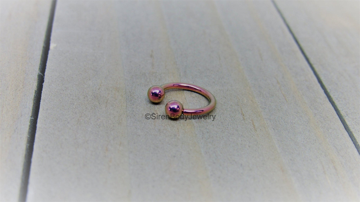 Titanium septum piercing horseshoe 16g circular barbell internal 5/16" pink - SirenBodyJewelry
