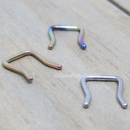 16g or 14g titanium flip up staple style septum piercing retainer