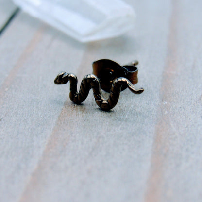 Titanium snake earring 20g threadless style pin butterfly backing hypoallergenic earlobe piercing stud - Siren Body Jewelry