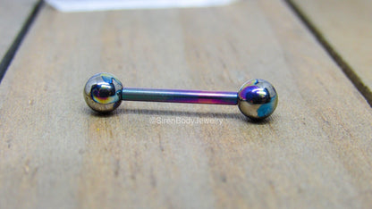 Titanium tongue ring piercing barbell 14g 1/2" 5/8" 3/4" internally threaded 5mm ball ends pick your color - SirenBodyJewelry