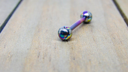 Titanium tongue ring piercing barbell 14g 1/2" 5/8" 3/4" internally threaded 5mm ball ends pick your color - SirenBodyJewelry