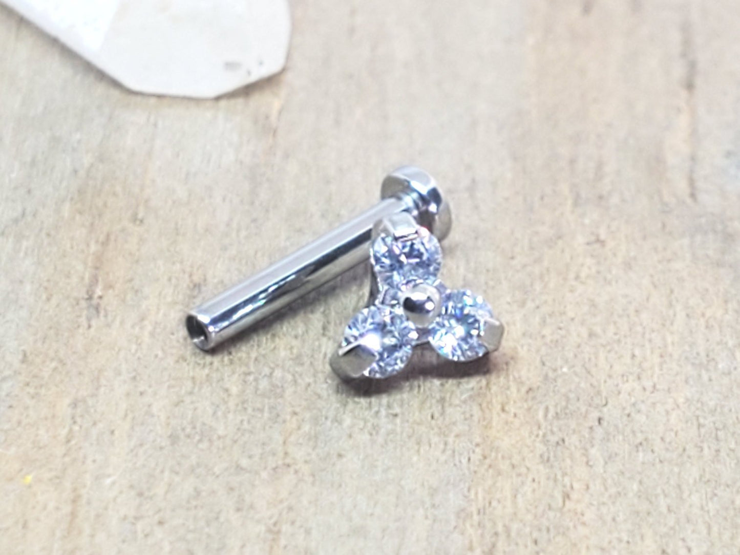 18g Helix Piercing Titanium Flat Back Earring Stud 5/16 Length Tragus Barbell Lip Labret Earlobe Piercing Earring 3mm Clear Gemstone 18g 5/16 (8mm)